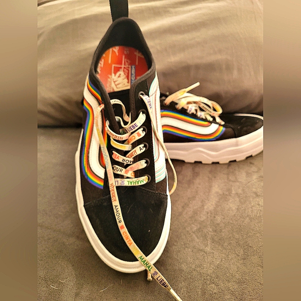 Vans Old Skool Sentry Pride Black & White Platform Shoes